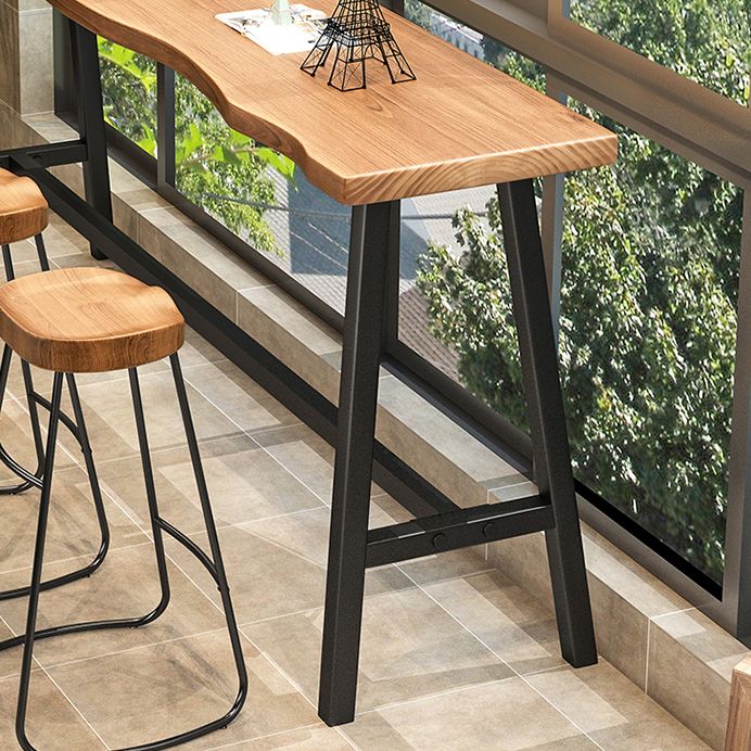 Solid Wood Bar Table Set Industrial 1/2/4 Pieces Metal Counter Set for Home Use
