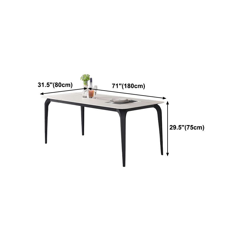 Modern Rectangle Dining Table Stone Top Table with Stainless Steel 4 Legs