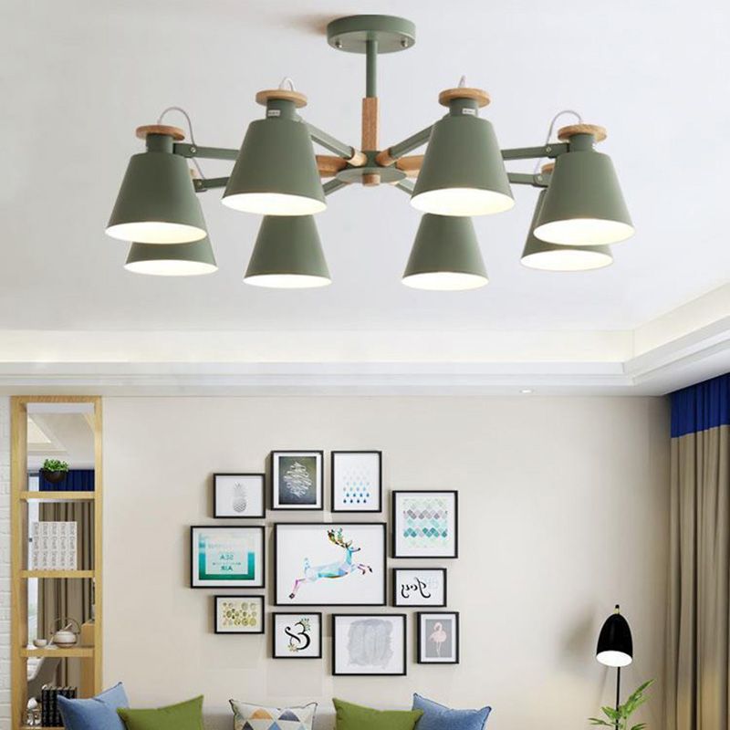 Estilo moderno de 8 luces colgantes lámparas de metal cónicos lámparas de metal cónico