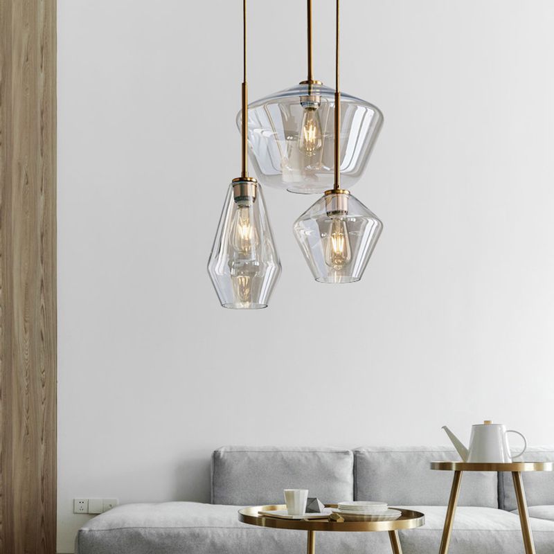 Clear Hand Blown Glass Ceiling Pendant Lamp Modern Minimalist 1 Light Hanging Lamp for Living Room