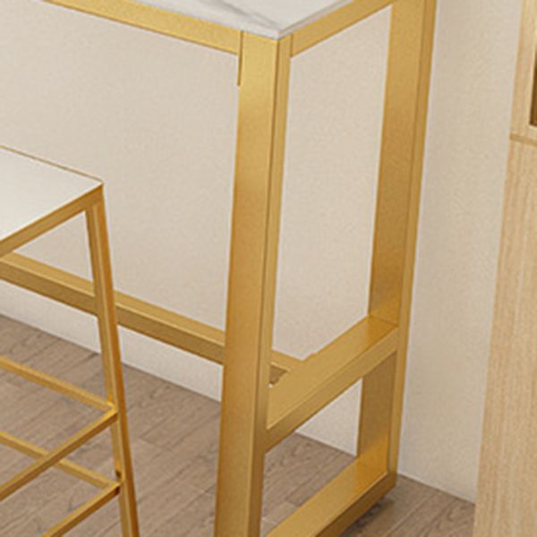 Rectangle Pub Table Bar Height Glam Stone Top Bar Table for Indoor