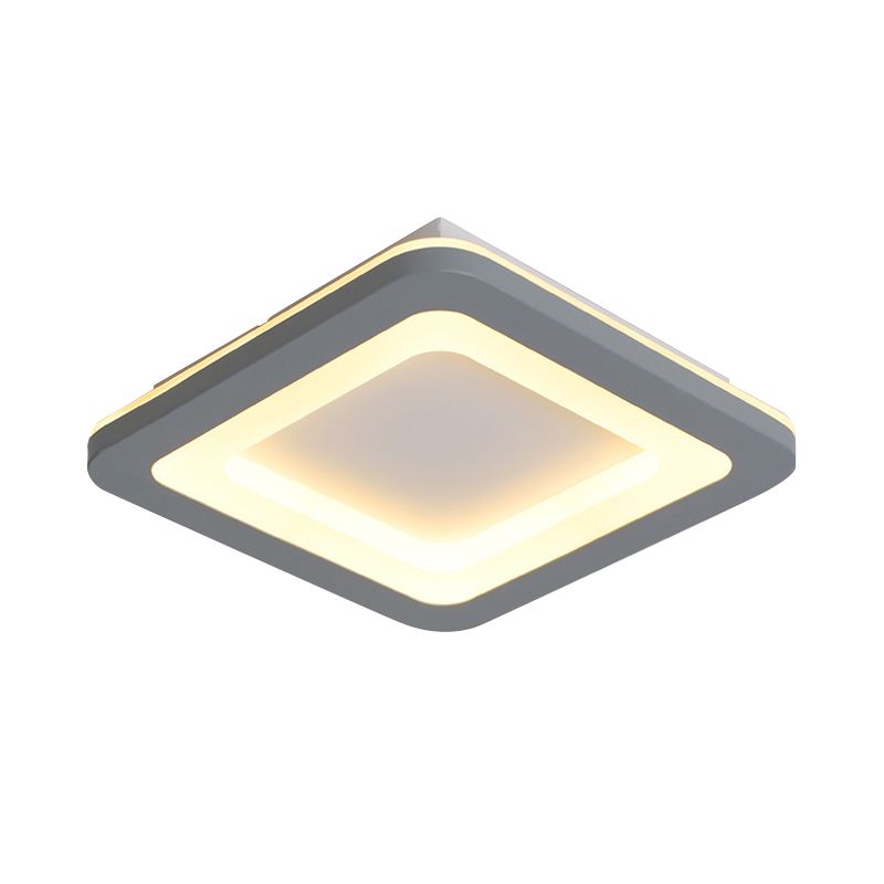 Nordic Integrated LED Flush Light Grey Flower/Square/Pentagon Small Ceiling Mount Light with Acrylic Shade in Warm/White Light