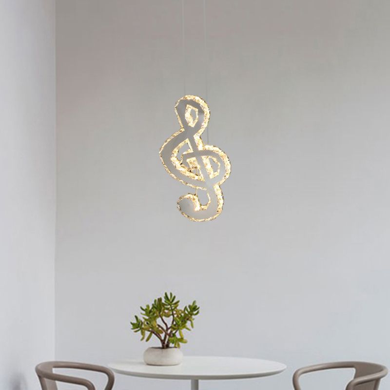 Nota musicale LED a pendente kit luce in acciaio inossidabile contemporaneo blocchi di cristallo a taglio mini sospeso