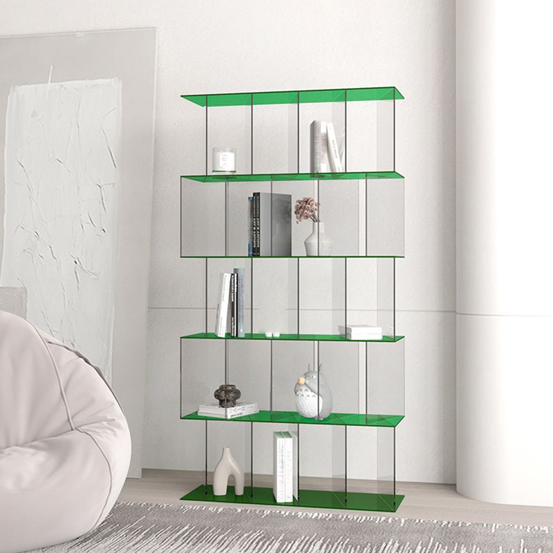 Contemporary Open Back Vertical Bookcase Acrylic Bookshelf with Shelves