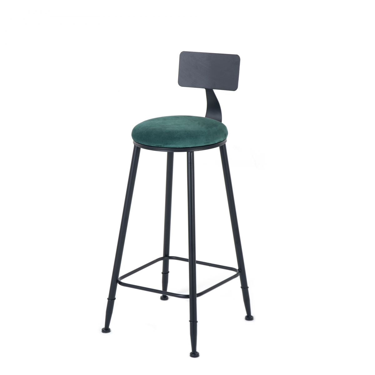 Industrial Armless Backrest Counter Stool Steel Cafe Bar Stool with Velvet Cushion