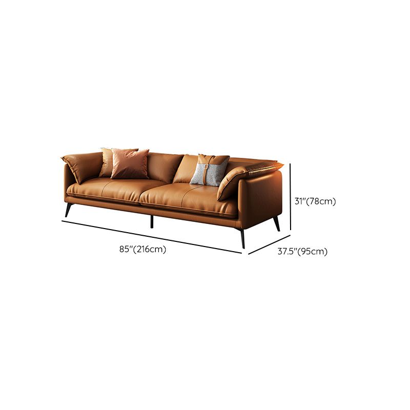 Vintage Living Room Settee Pillow Top Arm Pillows Orange Sofa