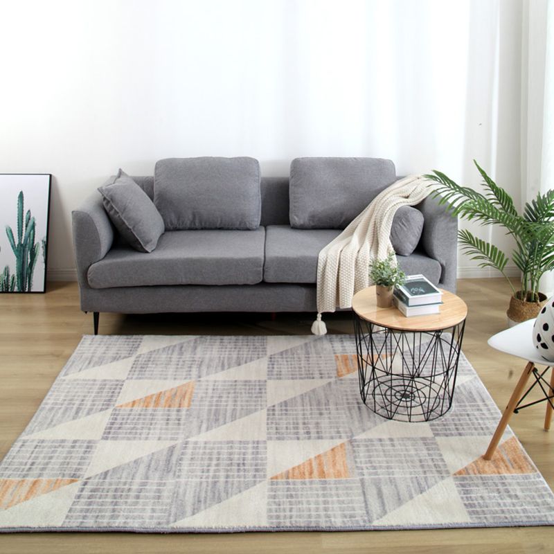 Modernist Rug with Multi-Color Geometric Design Pet Friendly Polyester Area Rug for Room