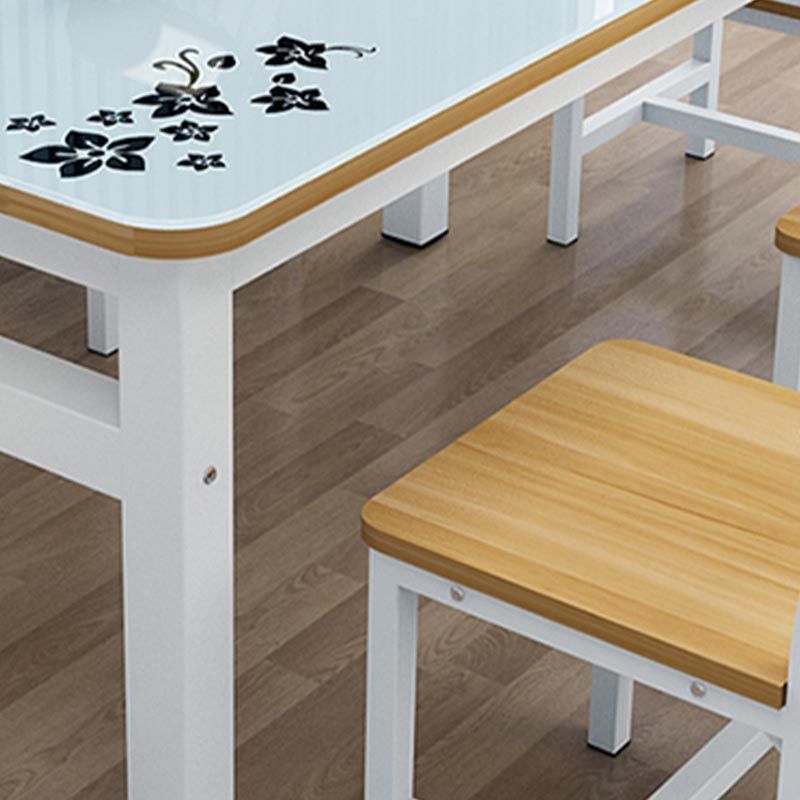 Modern White in Glass Counter Table Rectangle Dining Table for Kitchen