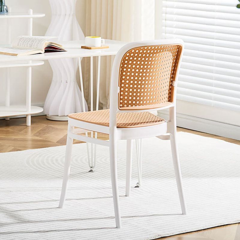 Contemporary Armles Dining Side Chair with Natural Back Stacking Chair