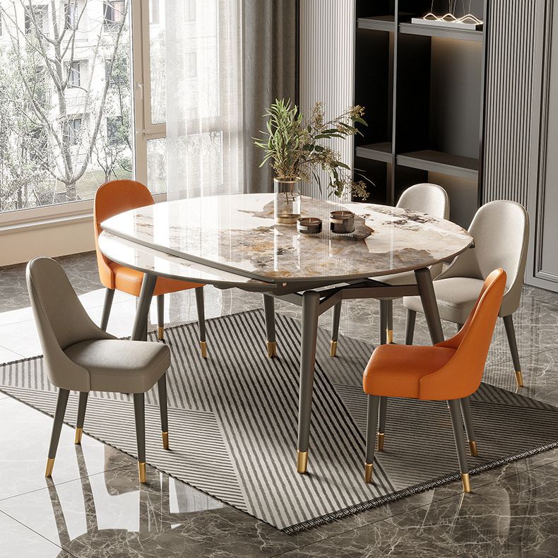 Mesa de comedor de lujo tradicional piedra sinterizada 4 patas mesa de comedor con base de madera