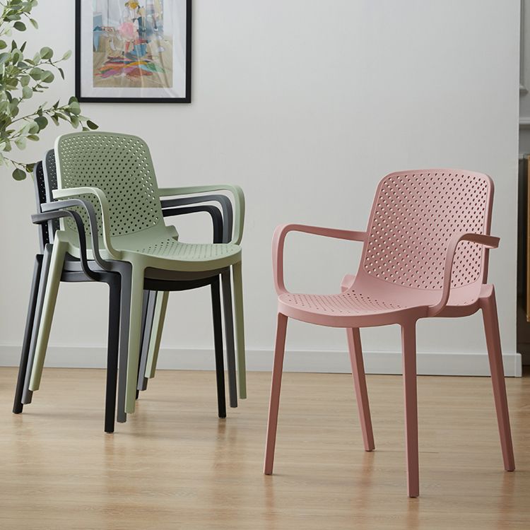 Scandinavian Plastic Dining Arm Chair Solid Back Kitchen Dining Armchair