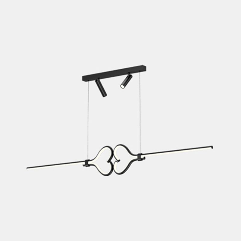 Linear Shape Island Lighting Ideas Contemporary Style Metal Island Pendants in Black