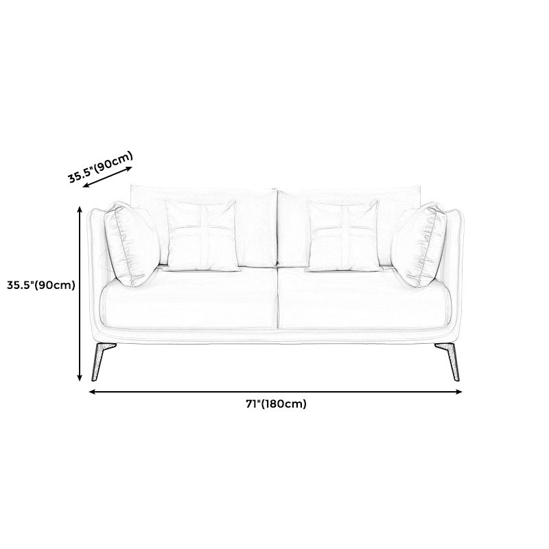 Stationary Stain Resistant Faux Leather Living Room Pillow Top Arm Modern Sofa