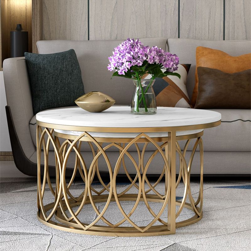 Slate White Coffee Table Frame 2 Piece Nesting Tables for Living Room