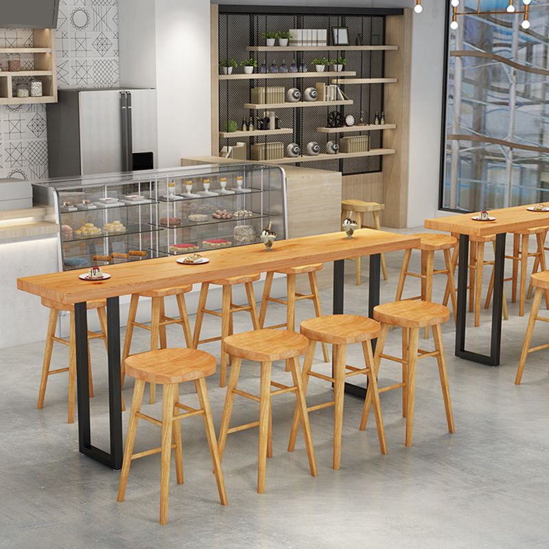 Modern Solid Wood Bar Table Sled Base Dining Table for Kitchen Living Room Coffee Room