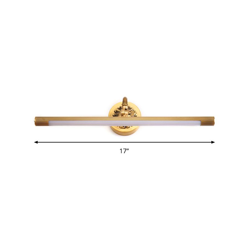 Messing Finish Tubular Wall Leuchten Licht Moderne integrierter LED -Metall -Waschtischbeleuchtung für Badezimmer, 17 "/22" W.
