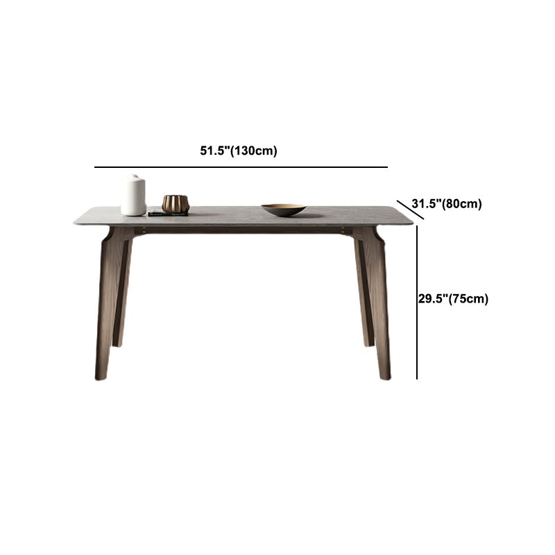 Modern 1/4/5/6 Pieces Rectangle Dining Set Sintered Stone Top Solid Wood Table Set
