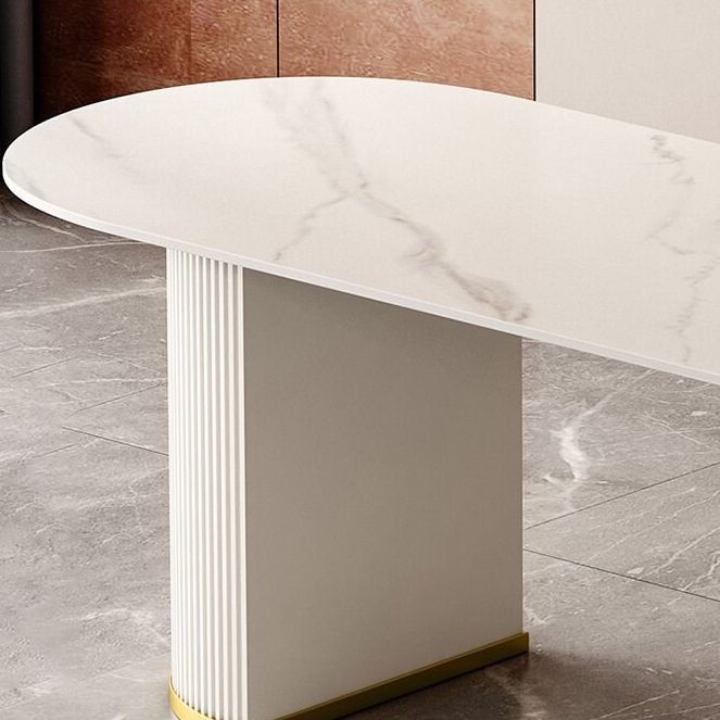 Luxury Sintered Stone Kitchen Table Double Pedestal Dining Table