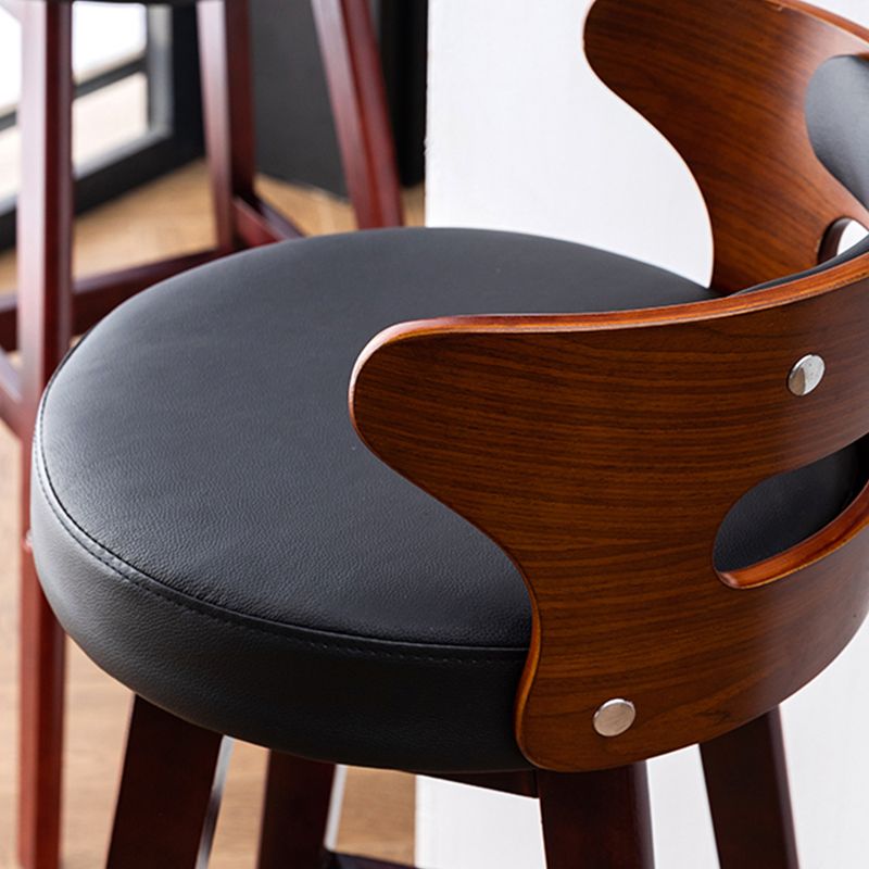 Solid Wood Bar Stools Industrial Style Armless Stool with Low Back