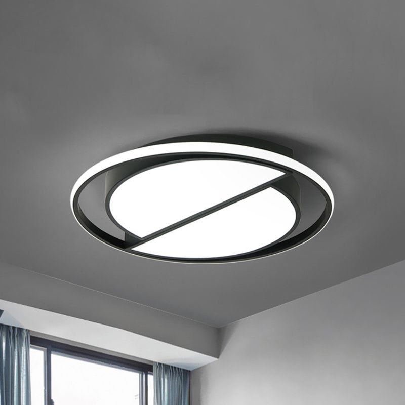 2 Lampada da incasso semicircolare Lampada da soffitto moderna a LED in metallo nero/bianco e nero per camera da letto in bianco caldo/caldo, 16,5"/20,5"/24,5" W