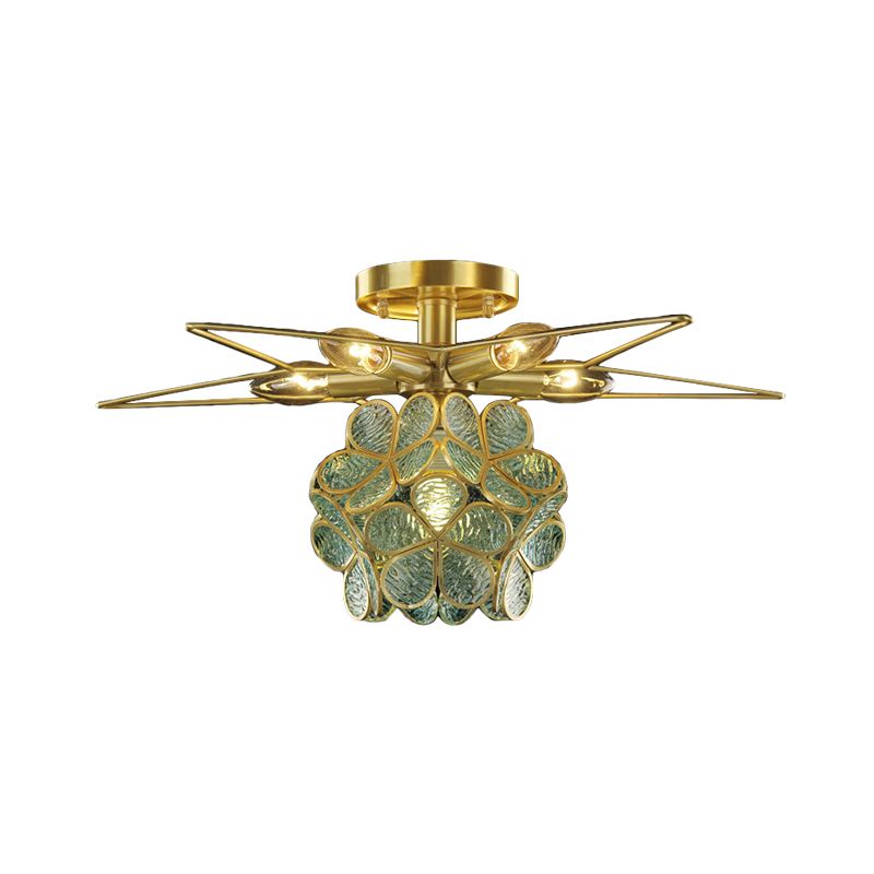 Star Metal Close to Ceiling Light Contemporary 1 Light Pink/White/Blue Semi-Flush Mount Lighting