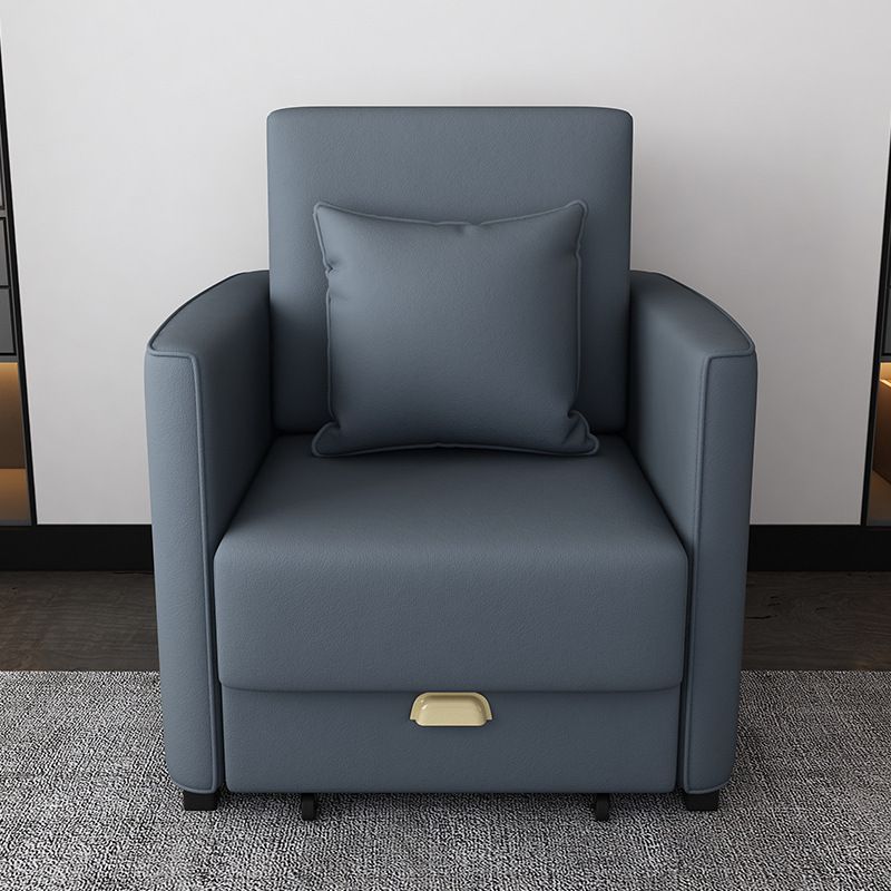 Metal Frame Futon Chairs Faux leather Square Arms Sofa Bed with Upholstered, 31.49" Wide