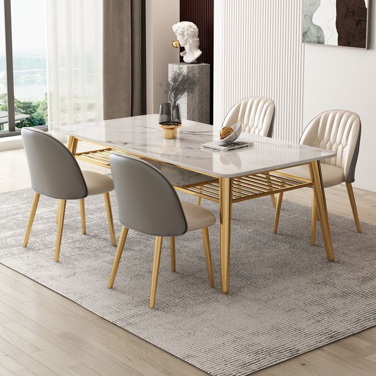 Glam Sintered Stone Küche Esstisch Rechteck Form weißer Esstisch für Küche