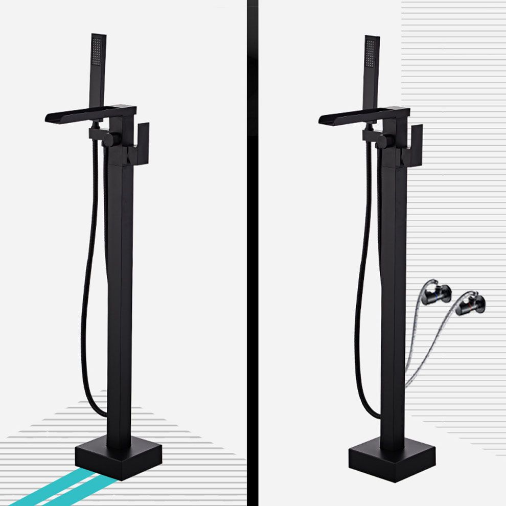 Floor Mounted Waterfall Freestanding Tub Filler Single Handle Freestanding Tub Filler Trim