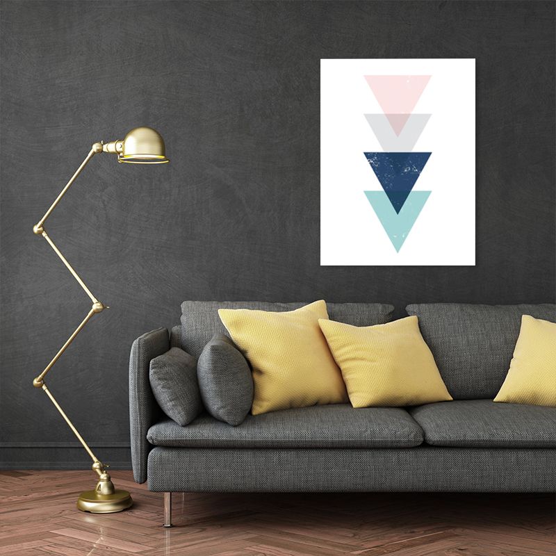 Toile graphique triangulaire scandinave, décoration murale à géométrie de couleur douce pour chambre à coucher, texturée