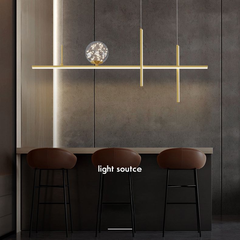 Linear Island Lights Modern Pendant Chandelier Metal 4 Light Island Lights