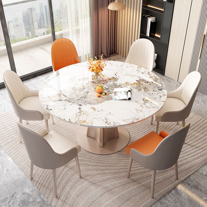 Rectangular Dining Table Modern Stone Table Top with Gold Metal Legs