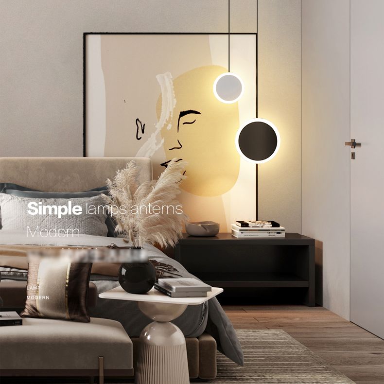 Aluminium 2-Light Circle Pendant Light Modern Modern Down Lighting pour la chambre