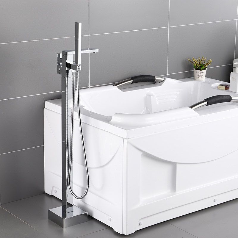 Floor Mounted Freestanding Tub Filler Modern Style Metal Freestanding Tub Filler