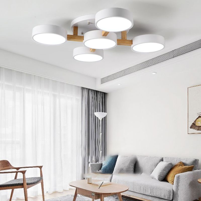 Nordic Round Ceiling Light Colorful Multi Light Flush Mount Light for Bedroom