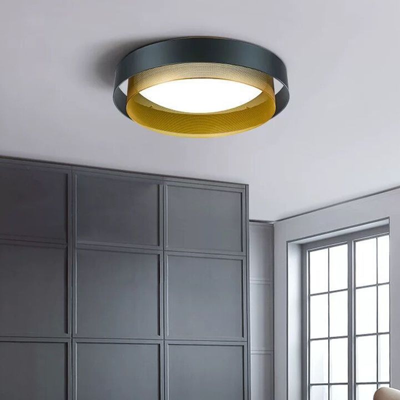 Nordic Circular Flush Mount Metal LED Ceiling Light Fixture for Living Room