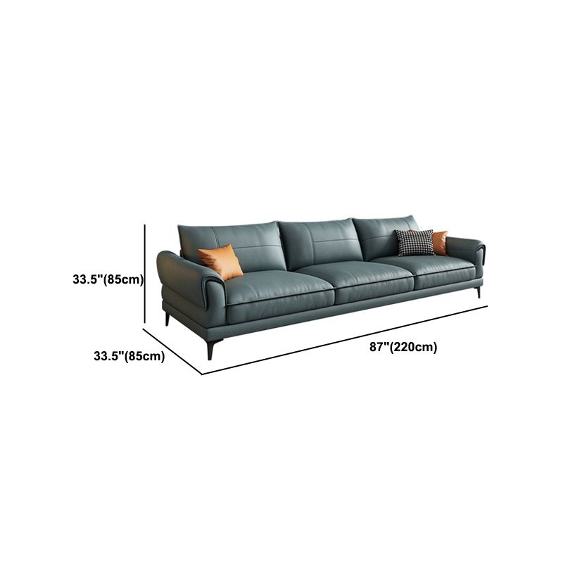 Faux Leather Stain Resistant Contemporary Flared Arm Sofa Couch