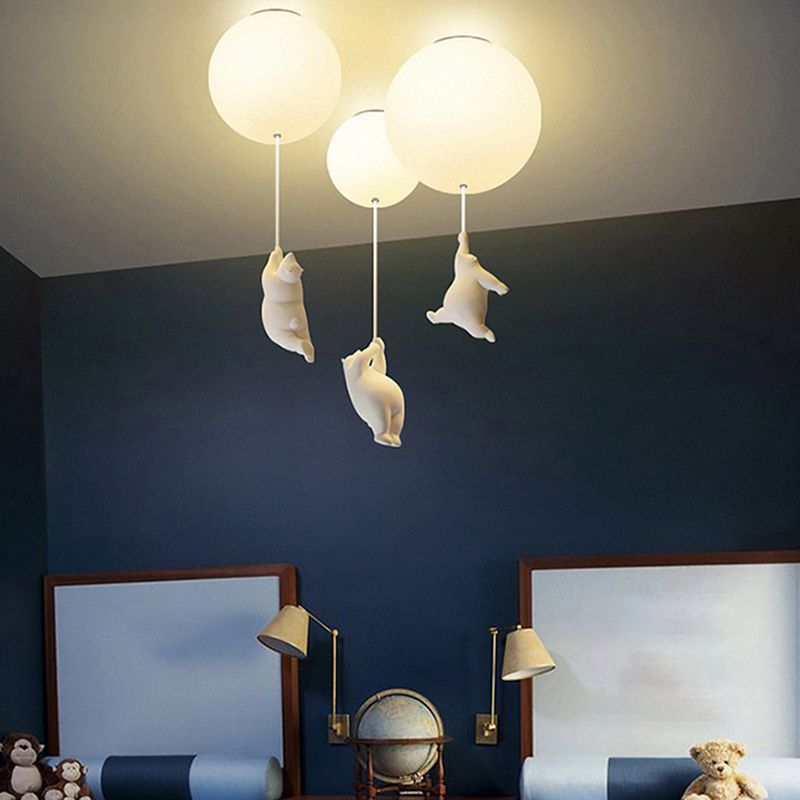 Contemporary Bear Ceiling Lamp Acrylic Shade Flush Mount Light Fixture
