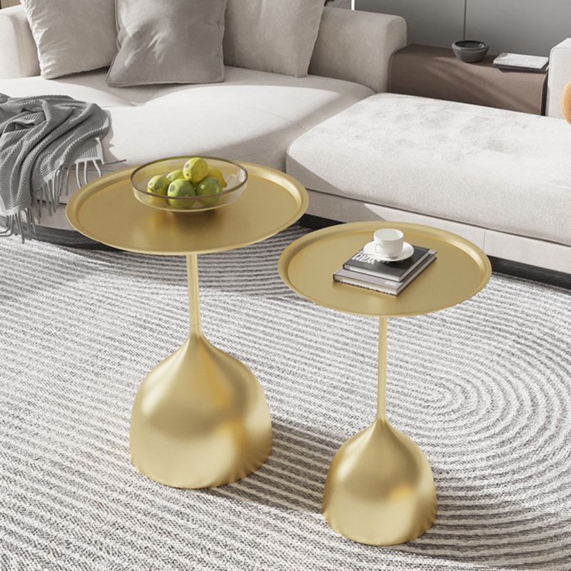 Contemporary Side Table Metal Pedestal Tray Top End Table for Living Room