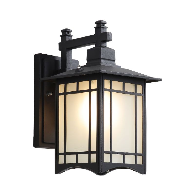 Traditional House Shaped Wall Sconce Single Aluminium Wall Mounted Light with Frost Glass Shade