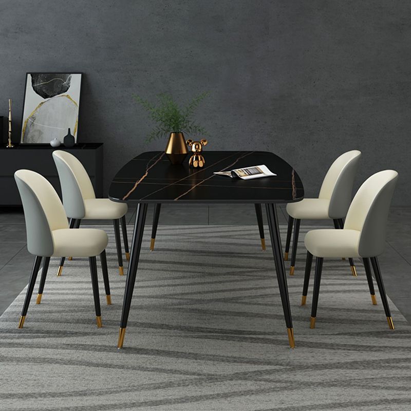 Industrial Sintered Stone Table for Restaurant Rectangle Black Dining Table with 4 Legs