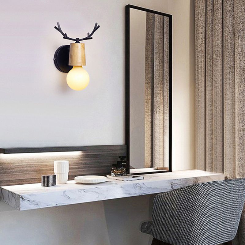 Geometric Wall Lighting Fixtures Modern Style Wood 1 Light Wall Lighting