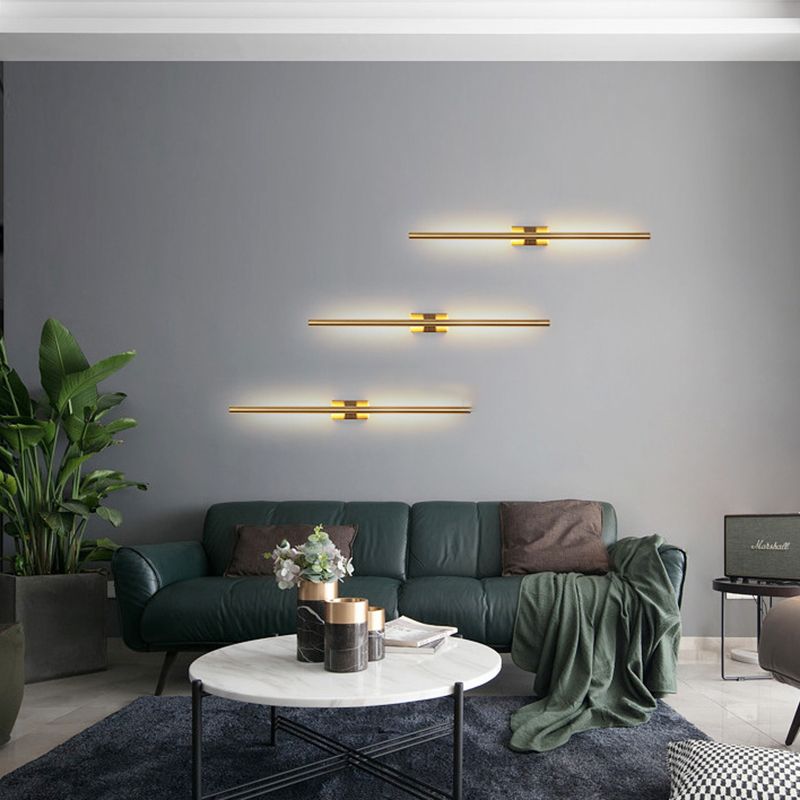 Stile moderno a muro leggero minimalista dritto a led muro con metallo per camera da letto