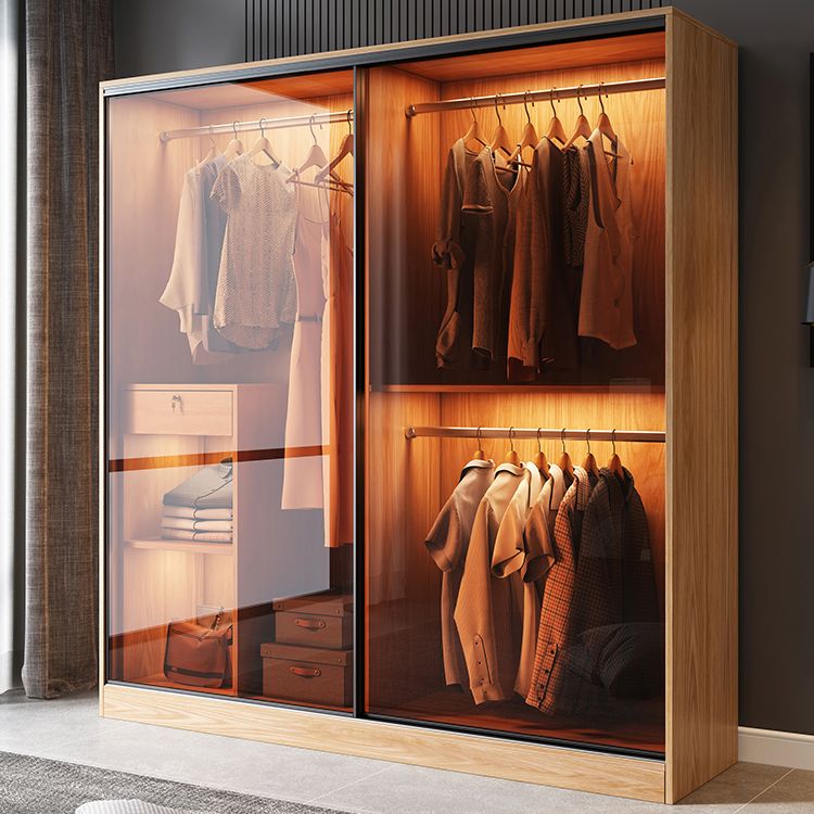 Clear Glass Door Storage Cabinet Modern Sliding Door Wardrobe for Home