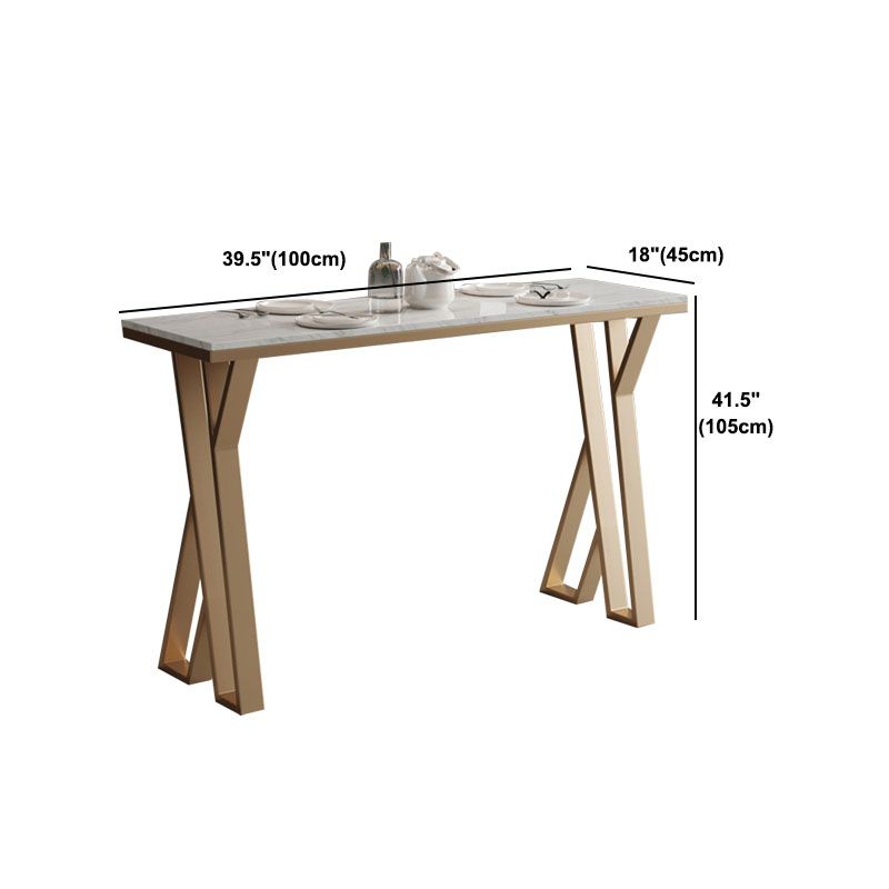 Glam 1/2/5 Pieces Bar Table Set Rectangle Stone Bar Table with Metal High Stools