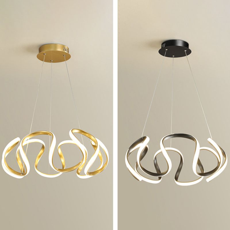 Luce a sospensione lineare a LED in alluminio in lampadario in ferro battuto in stile moderno con ombra acrilica