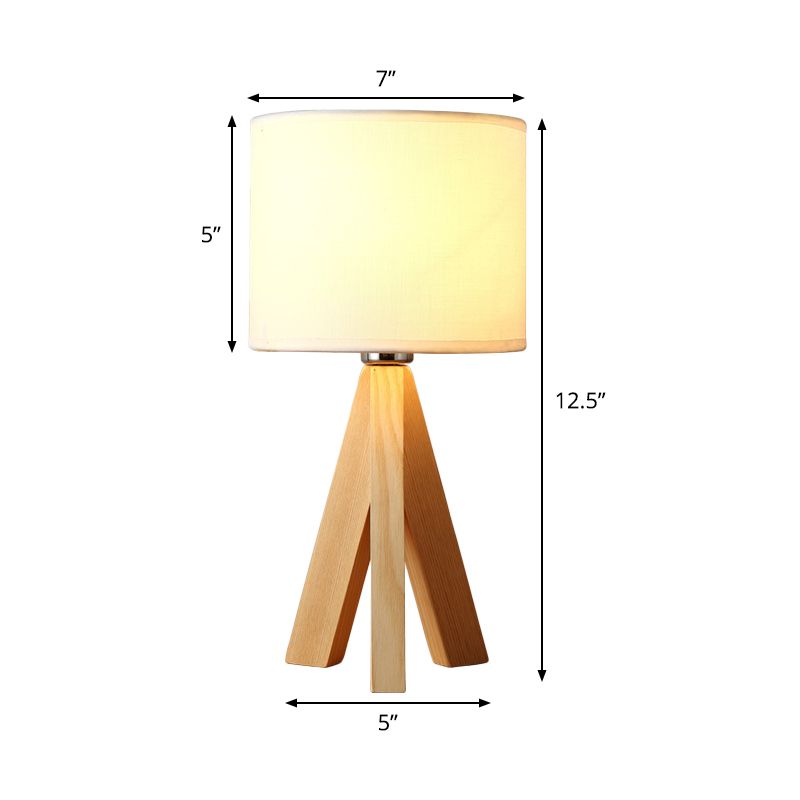 Lámpara de tarea cilíndrica Modernismo 1 Bulbo Luz de lectura blanca con trípode de madera