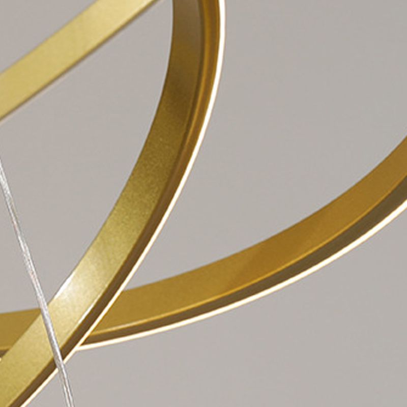 3-Light Suspended Lighting Fixture Minimalist Style Ring Shape Metal Chandelier Lamp