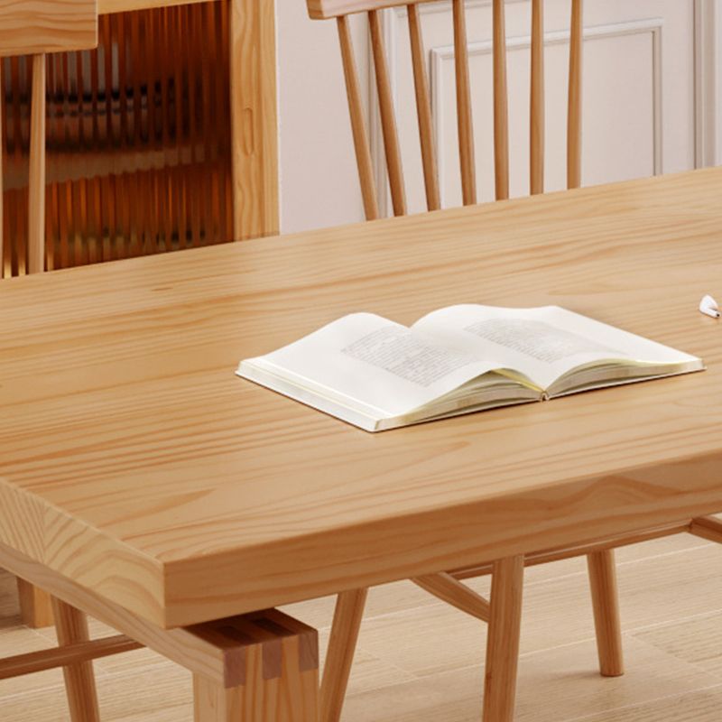 Contemporary Dinette Table Rectangle Solid Wood Dining Room Table in Natural