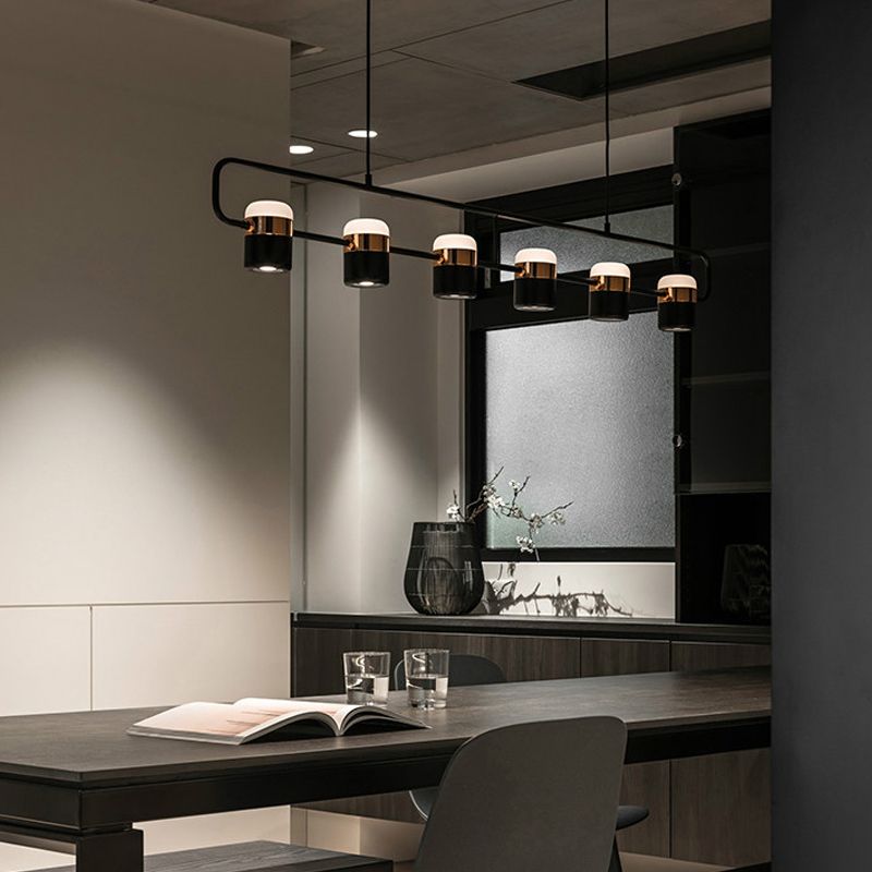 Contemporary Style Cylinder Island Lighting Metal 6 Light Island Pendant Lights