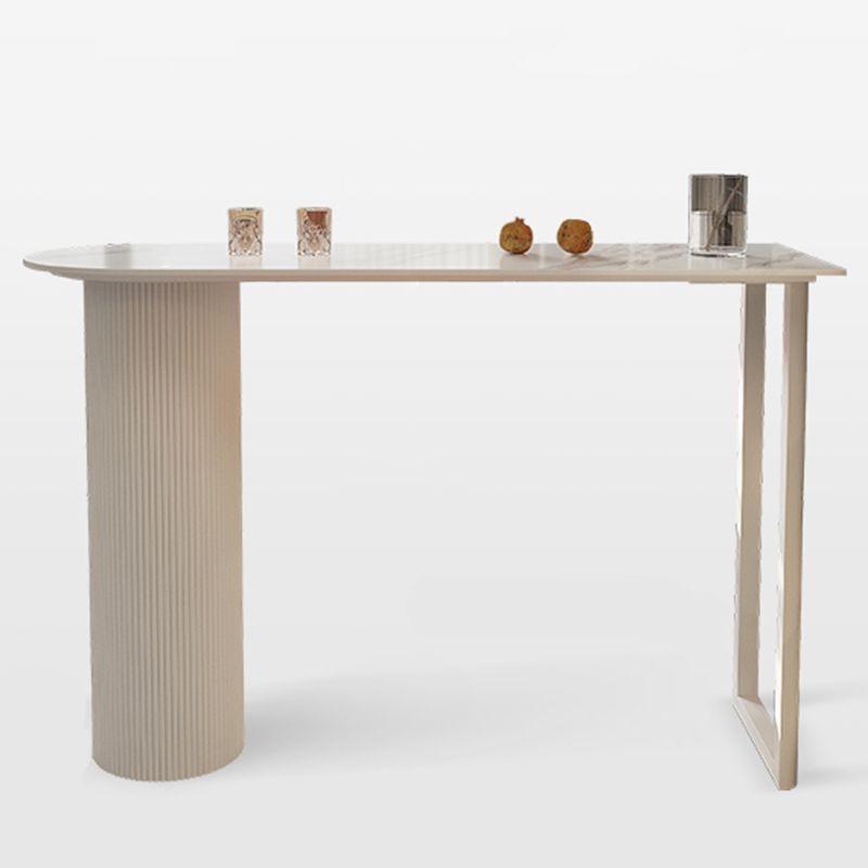 Modern Sintered Stone Bistro Bar Table Double Pedestal Bar Table